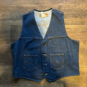 Vintage Wrangler Mens Vest X Large Western Denim Jean Blue